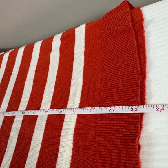 Coastal Preppy Striped Red White French Girl Sweater XL Back Buttons Lightweight - Picture 7 of 8